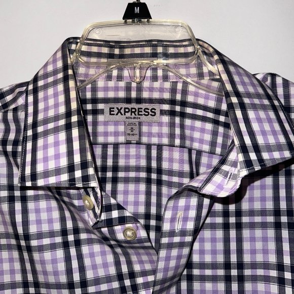 Men's Express Plaid Slim Dress Shirt - Picture 2 of 2